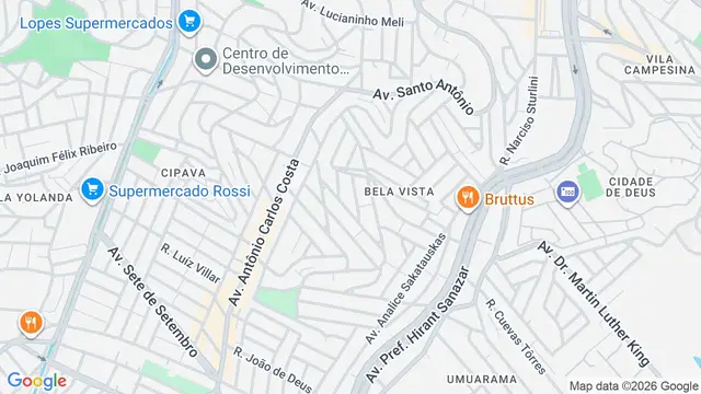 Mapa do bairro Bela Vista, Osasco - SP
