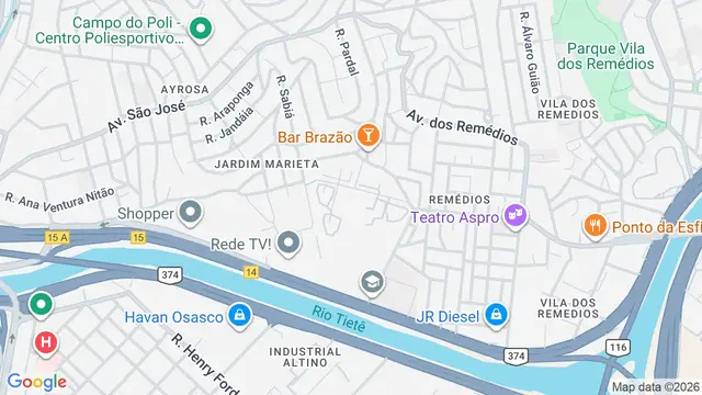 Mapa do bairro Industrial Remédios, Osasco - SP