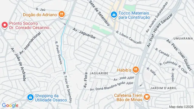 Mapa do bairro Jaguaribe, Osasco - SP