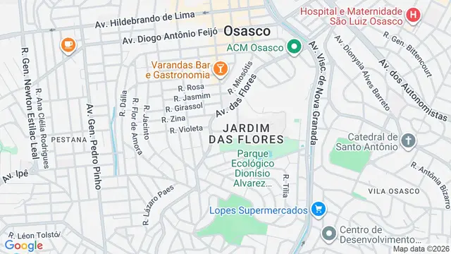 Mapa do bairro Jardim das Flores, Osasco - SP
