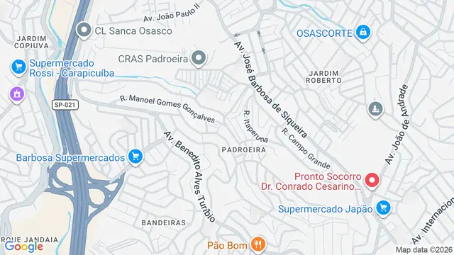 Mapa do bairro Padroeira, Osasco - SP