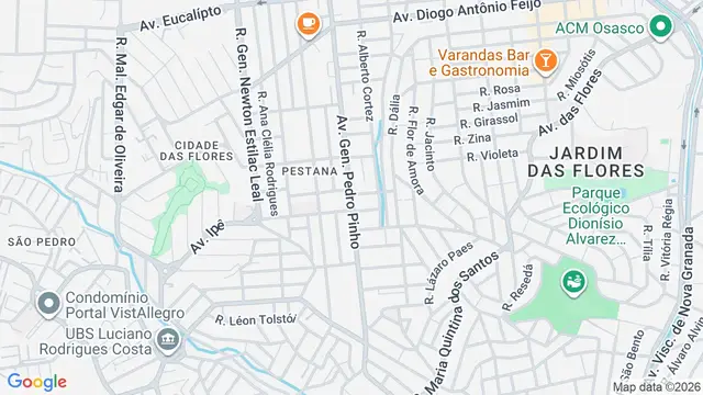 Mapa do bairro Pestana, Osasco - SP