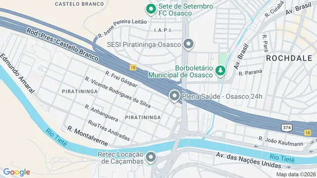 Mapa do bairro Piratininga, Osasco - SP