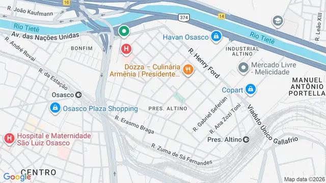 Mapa do bairro Presidente Altino, Osasco - SP