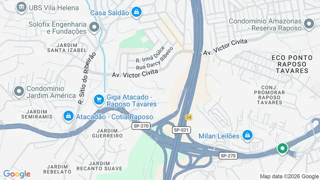 Mapa do bairro Raposo Tavares, Osasco - SP