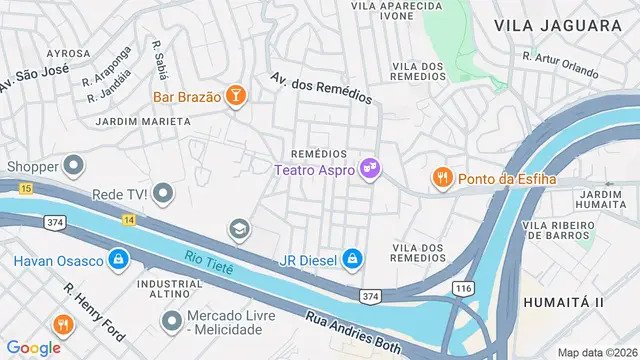 Mapa do bairro Remédios, Osasco - SP