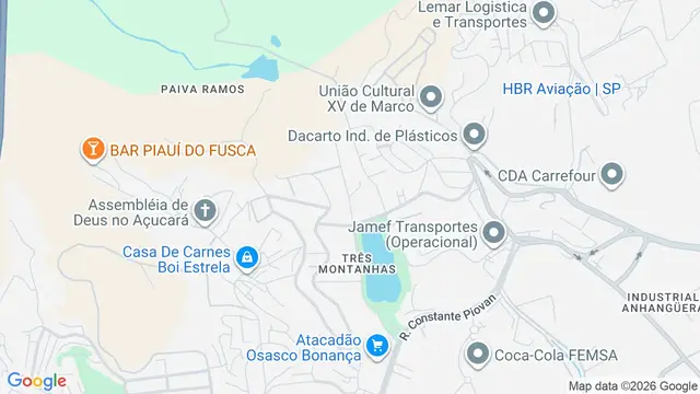 Mapa do bairro Três Montanhas, Osasco - SP